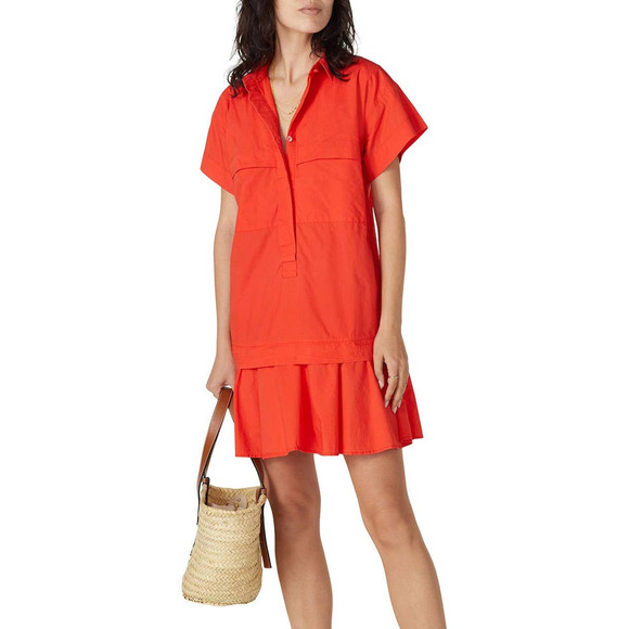 Hunter Bell Dresses & Skirts - Hunter Bell Addison Dress Shirt Collar Short Sleeves Red Size S